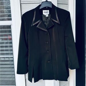 New Carissimo Evening Black Blazer Jacket Women’s 12 Notched Lapel Satin Trim